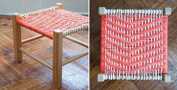 DIY woven footstool