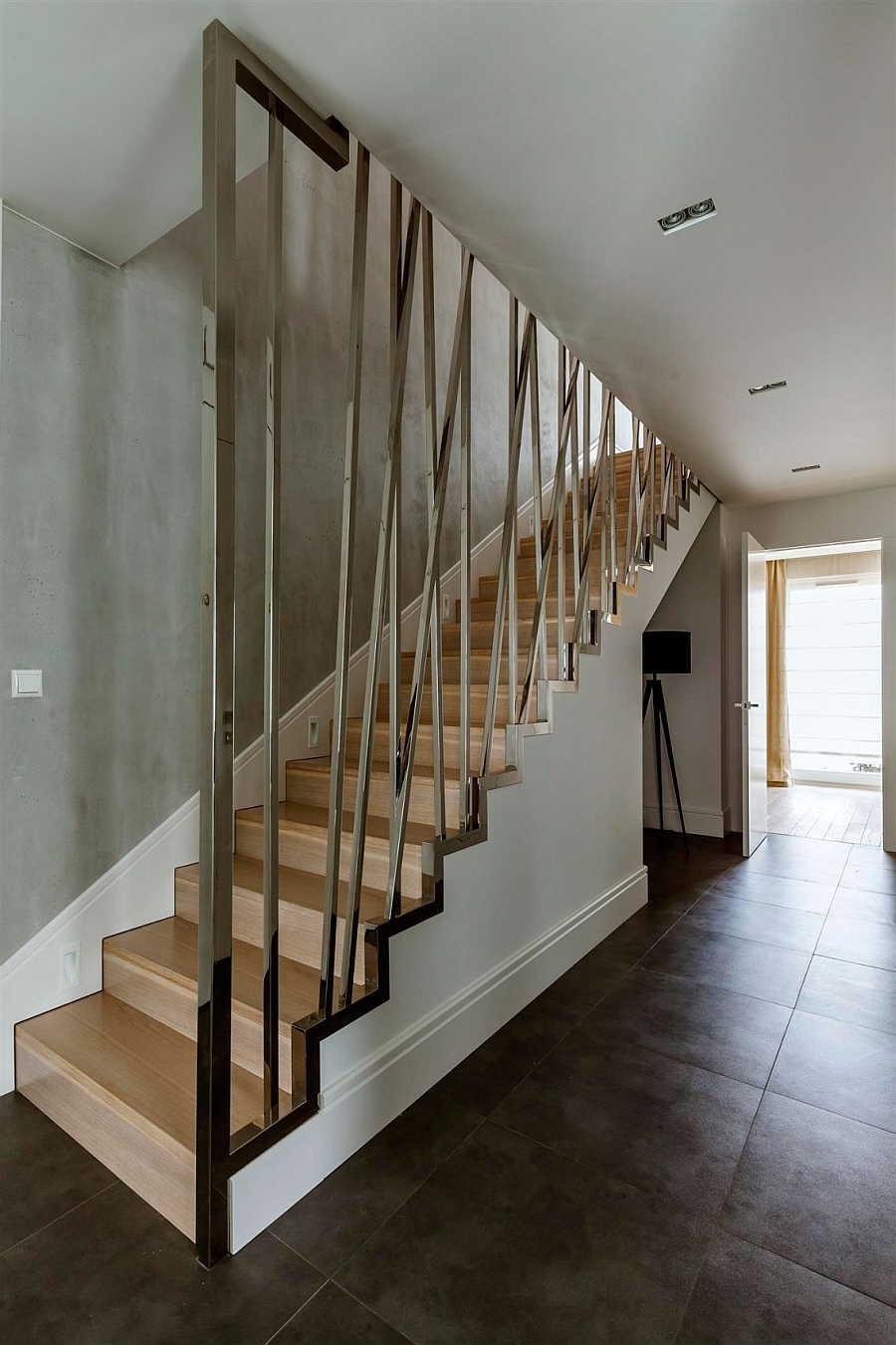 Distinctive railing of the staircase in wood