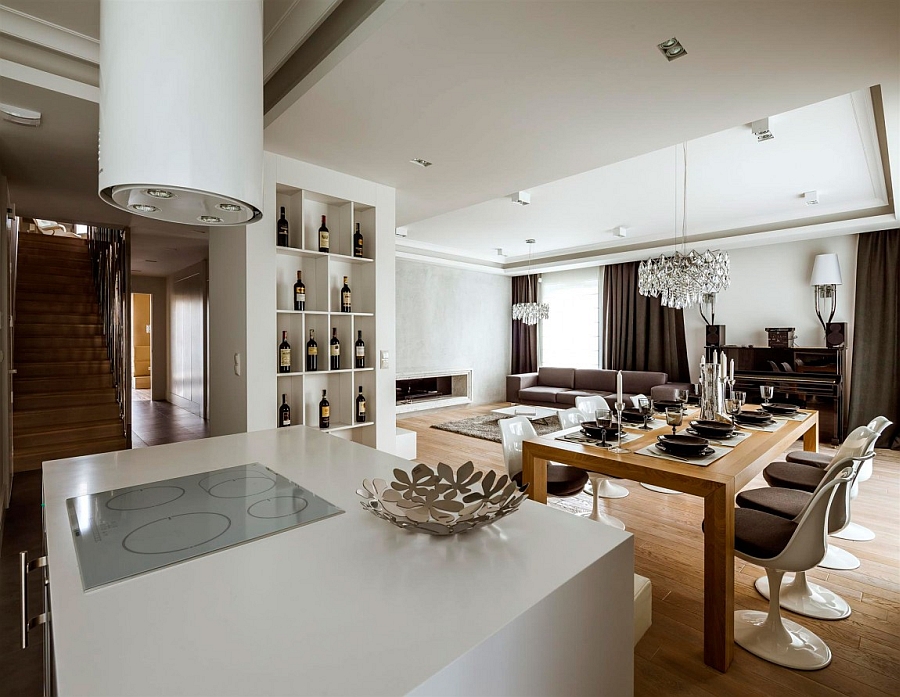 Exclusive design of the living of area of the Warsaw Apartment