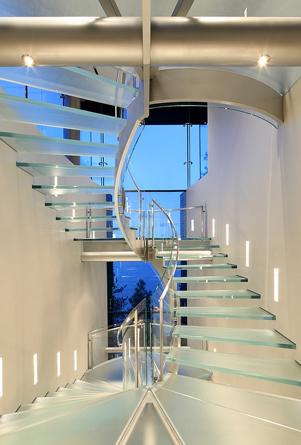 Exquisite glass stairway at the Lake Tahoe House