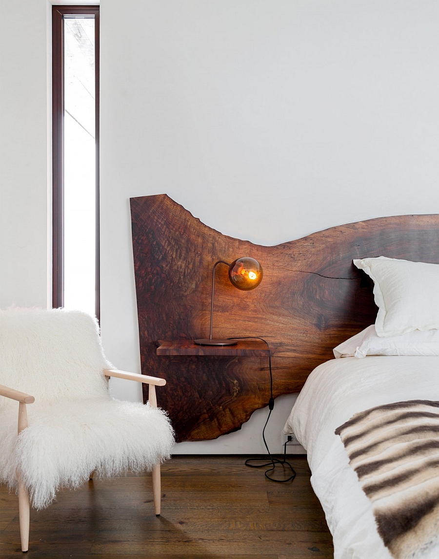 Floating bedside shelf with a cool table lamp