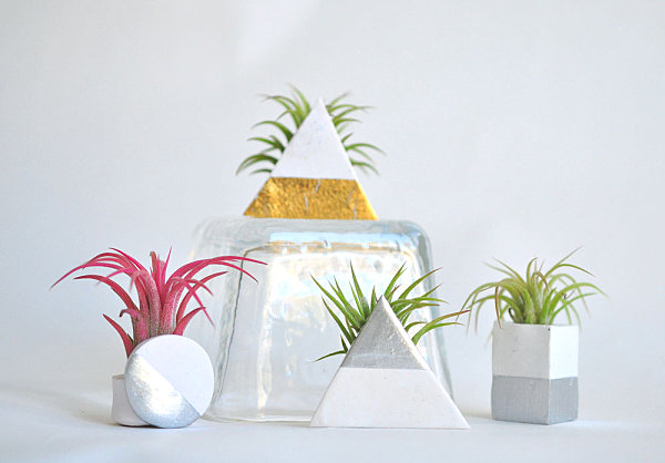 Geometric metallic air plant holders