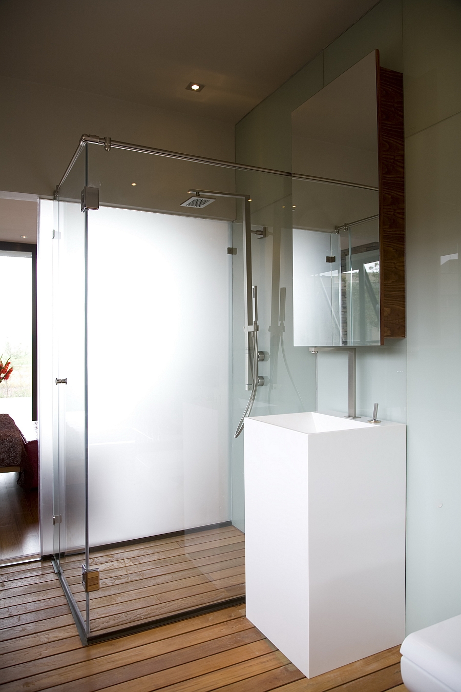 Glass shower enclosure idea for modern bathroom