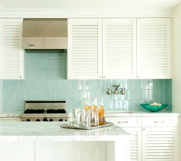 Green bowl in a mint kitchen