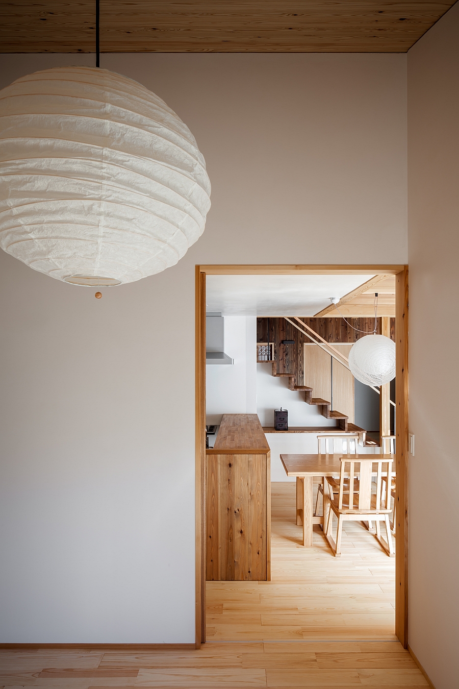 Japanese paper lantern style lighting for the corridor