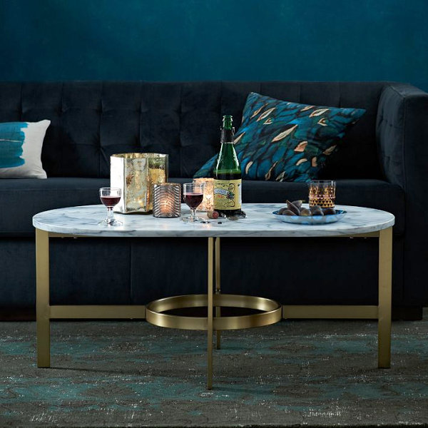 Marble and brass coffee table