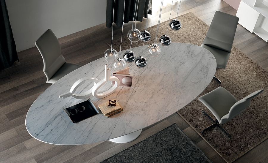 Marble top of the Reef dining table