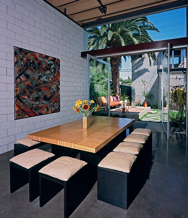 Minimal dining room with industrial touches