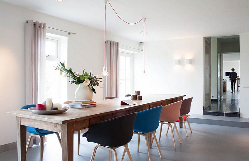 Minimal style combined with farmhouse elements to create a cool dining room