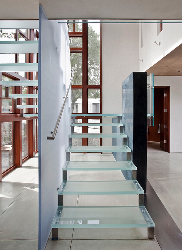 Modern glass staircases allow unhindered flow of light