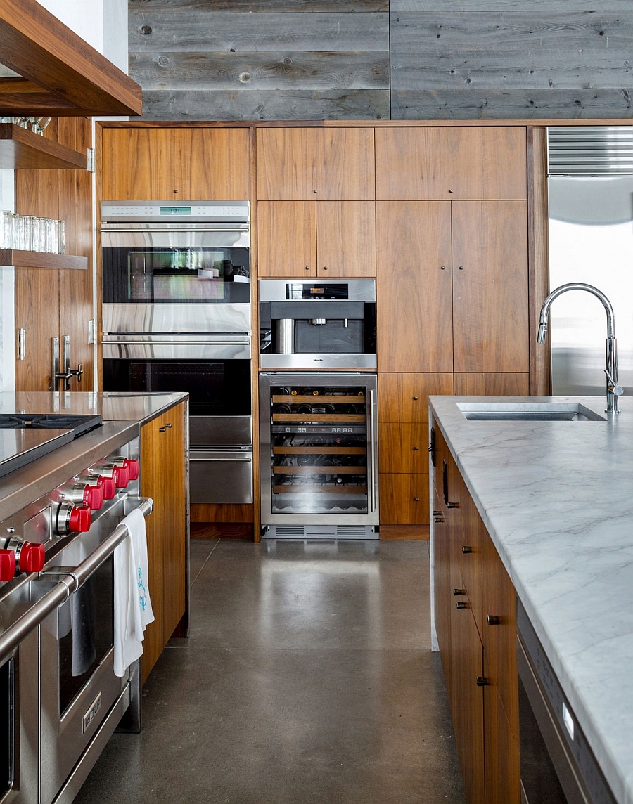 Modern kitchen with wooden cabinets