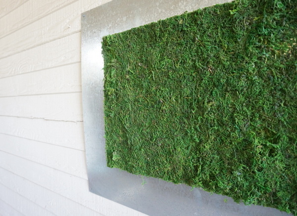 Modern moss and metal DIY outdoor wall art