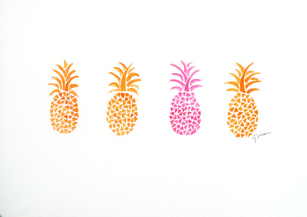 Original pineapple watercolor painting from Etsy shop Jaschlos