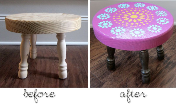 Painted footstool makeover