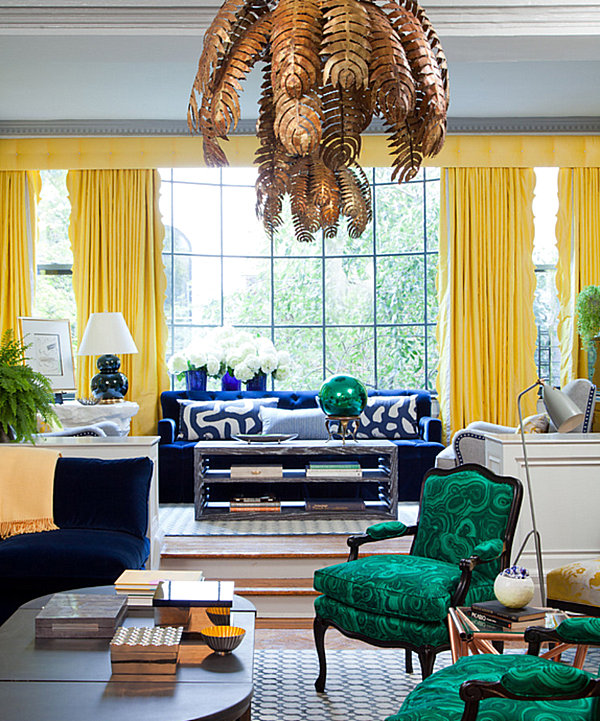 Radiant living room with yellow and green details