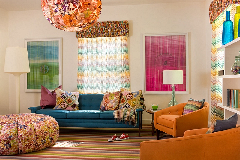 Retro style living room with loads of color!