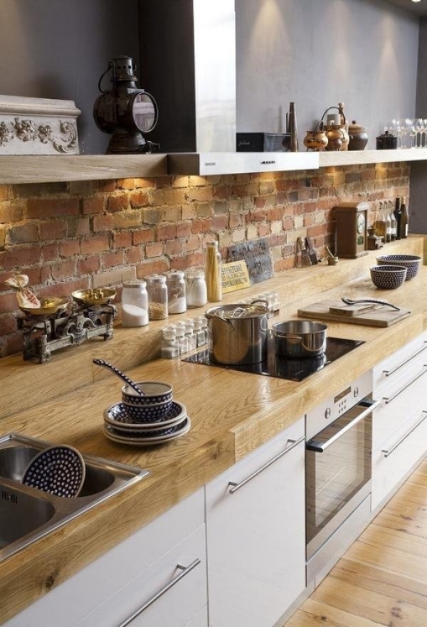 Rustic brick backsplash 2