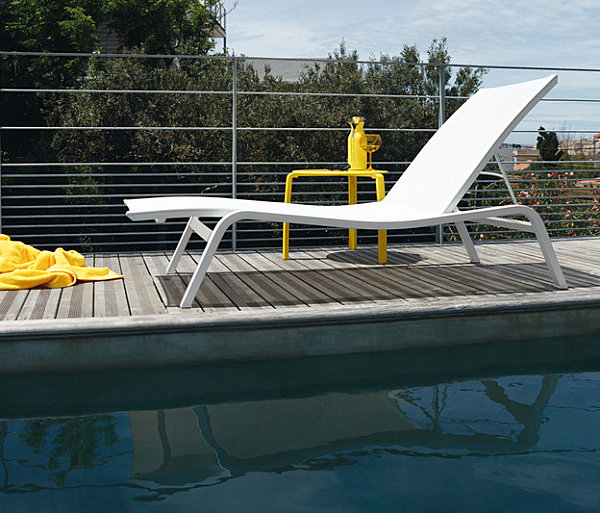 Sleek white sunlounger