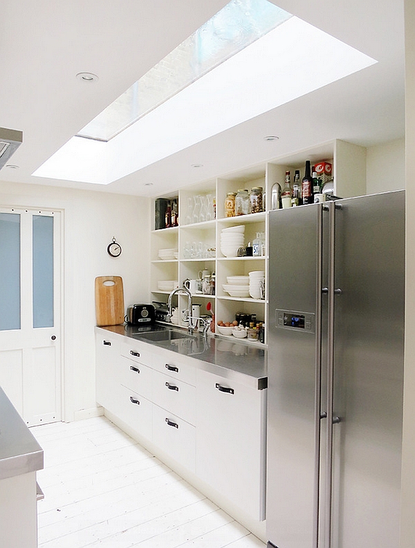 Small modern kitchen with a skylight