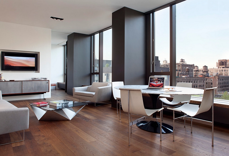 Soho style apartment in New York City with a dashing dining space