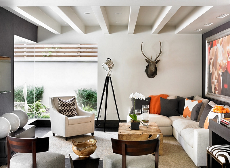 Creative Chevron Living Room for Modern Garage