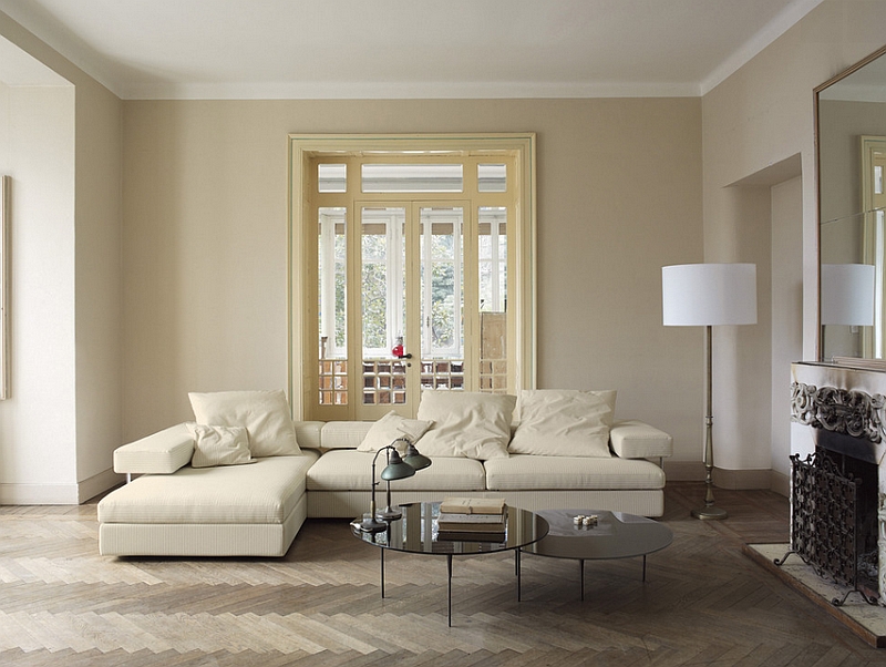 Stained oak herringbone floor for the living room