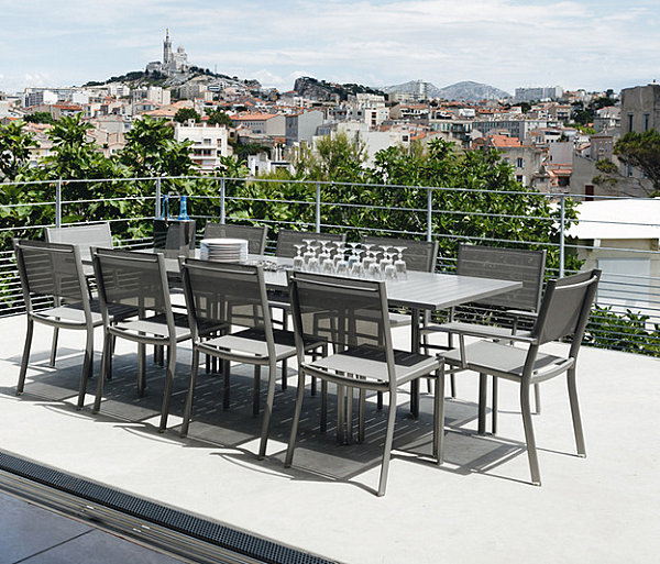 Steel grey long table