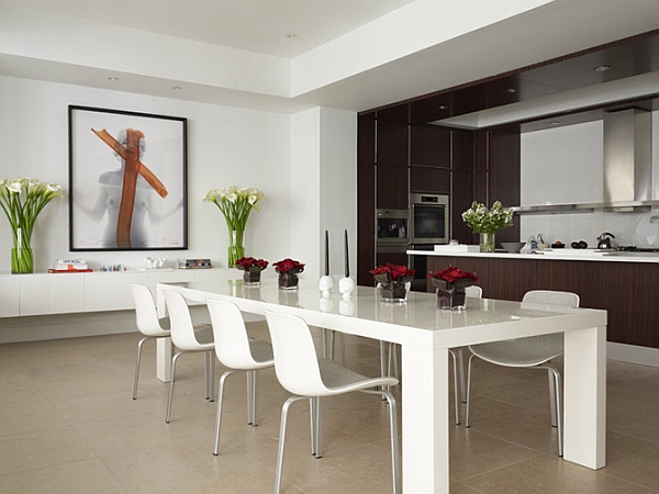 Stylish white dining table for the minimalist home