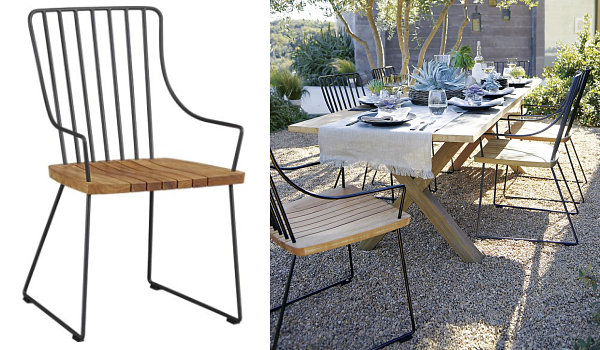 Teak and metal chairs