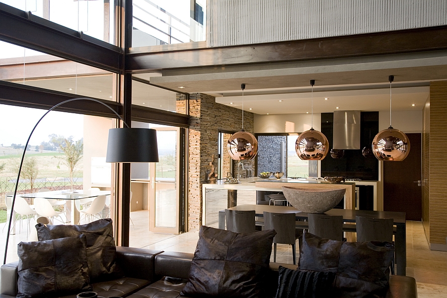 Tom Dixon pendants above the dining table