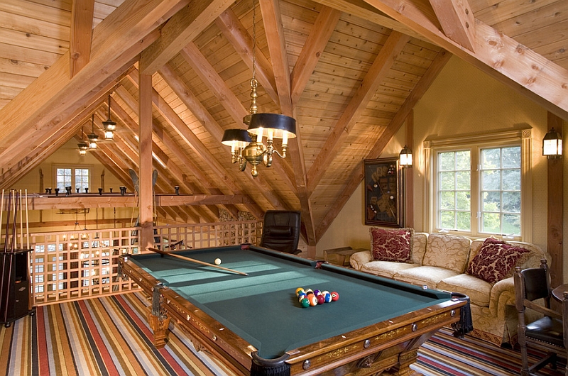 Traditional attic game room idea