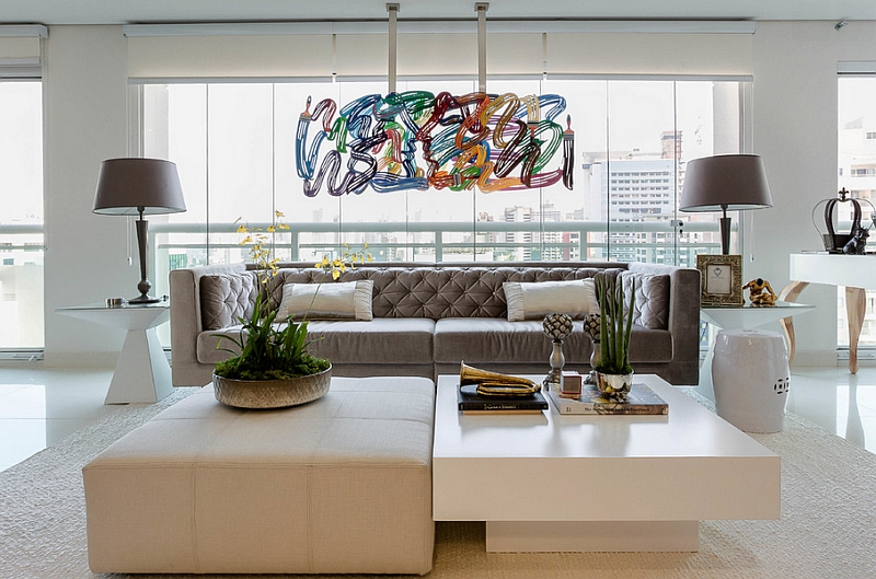 White Chinese garden stools seem apt for sleek, modern homes