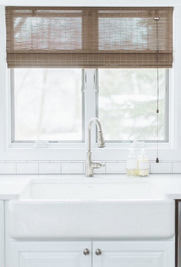 Window shades that seem to complement the woodsy look of the house