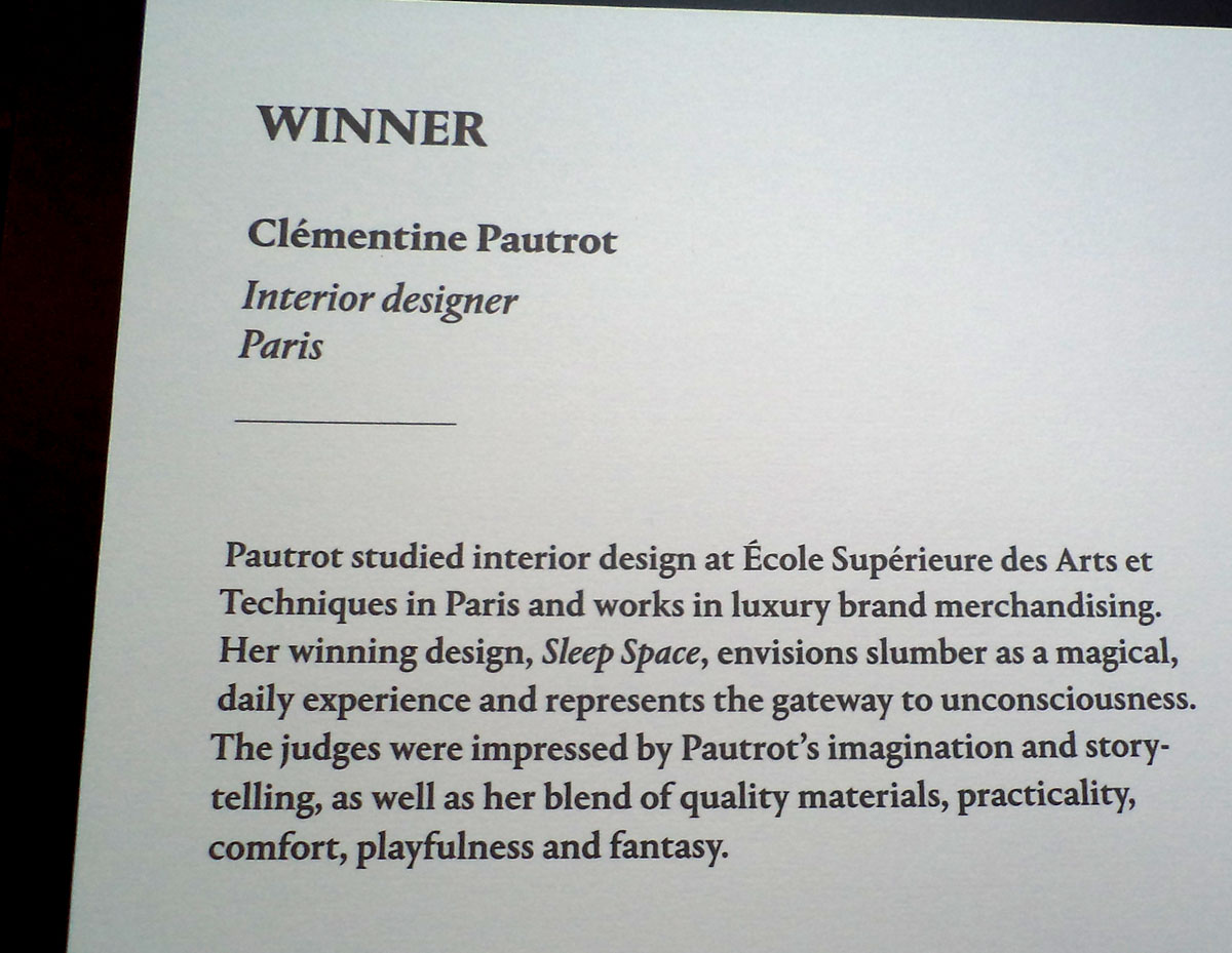 Winner Clementine Pautrot - Sofitel and Wallpaper magazine MyBed design competition