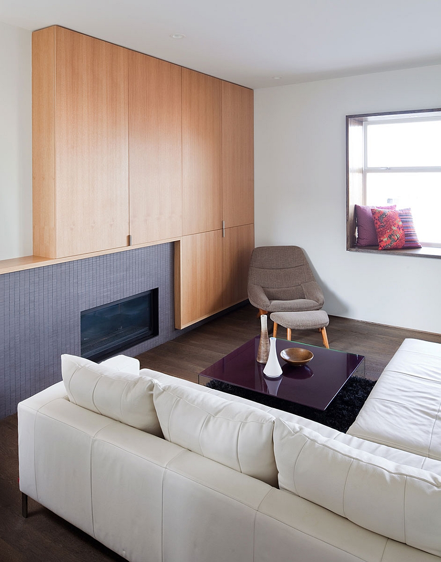 Wooden wall in the plush living space