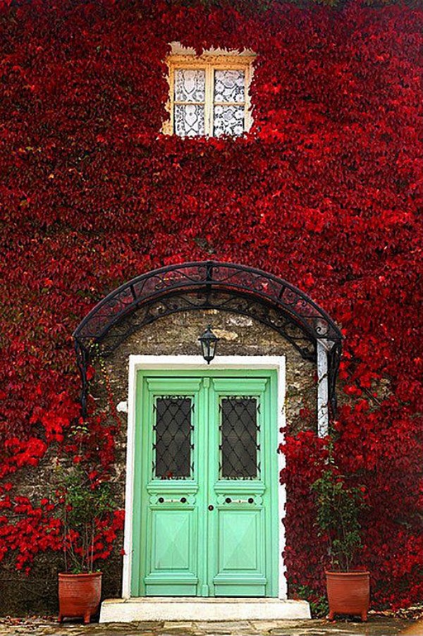 aqua green front door