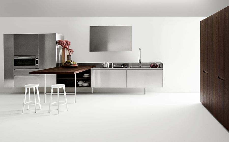Modern Kitchen With Space Saving, Kitchen Island With Extendable Dining Table