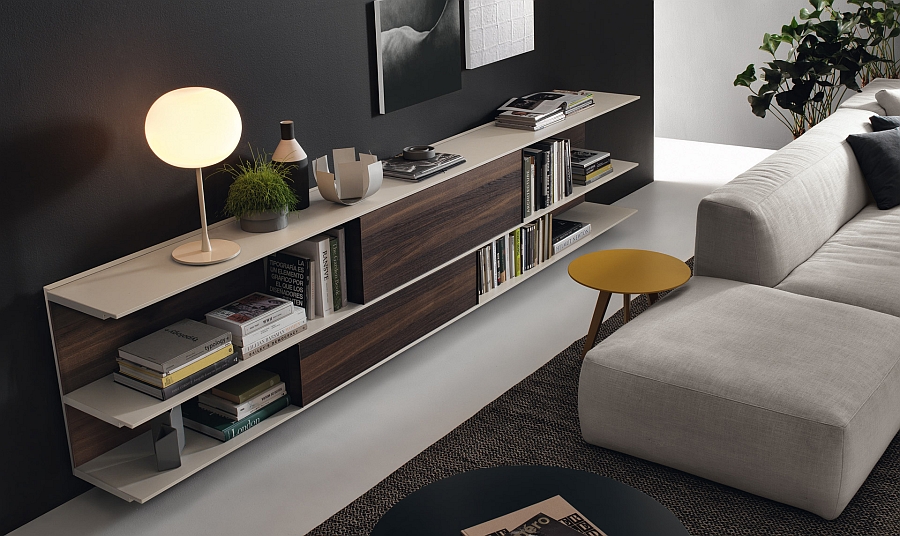 A touch of wooden warmth to the living room wall unit