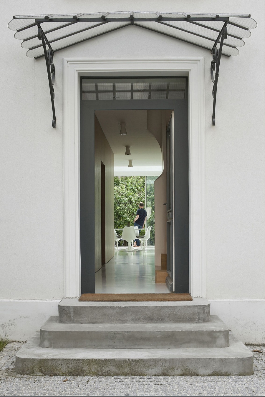 A view of the entry to the traditional French house