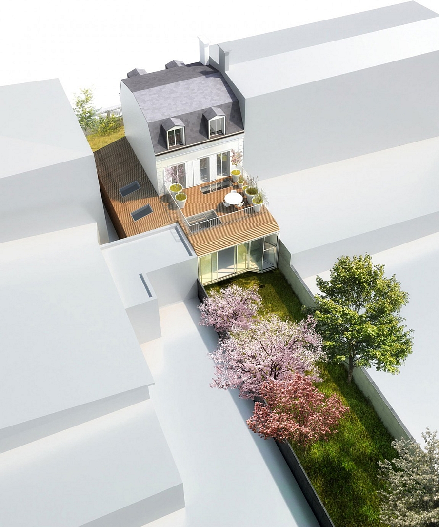 A visualization of the renovation modern project of the house in Vincennes, France