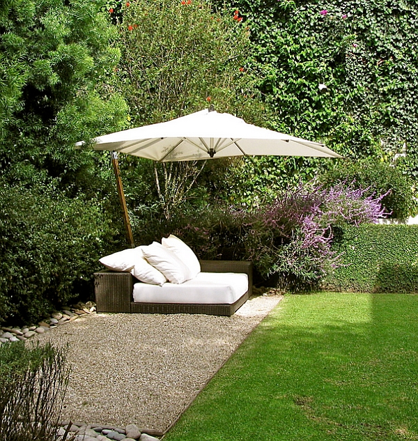 Add some shade to the outdoor bed this summer with a stylish tropical style umbrella