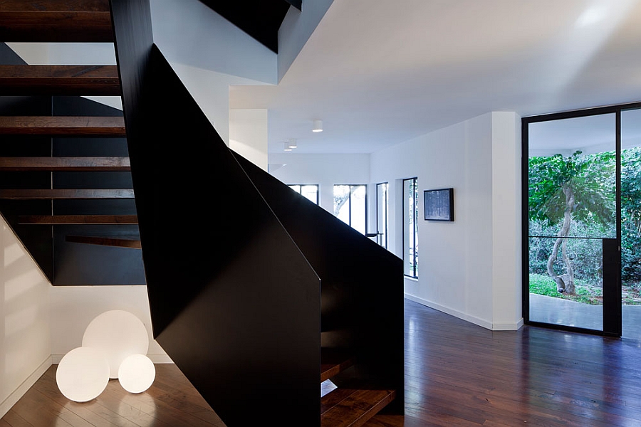 Angular creative staircase inside the house