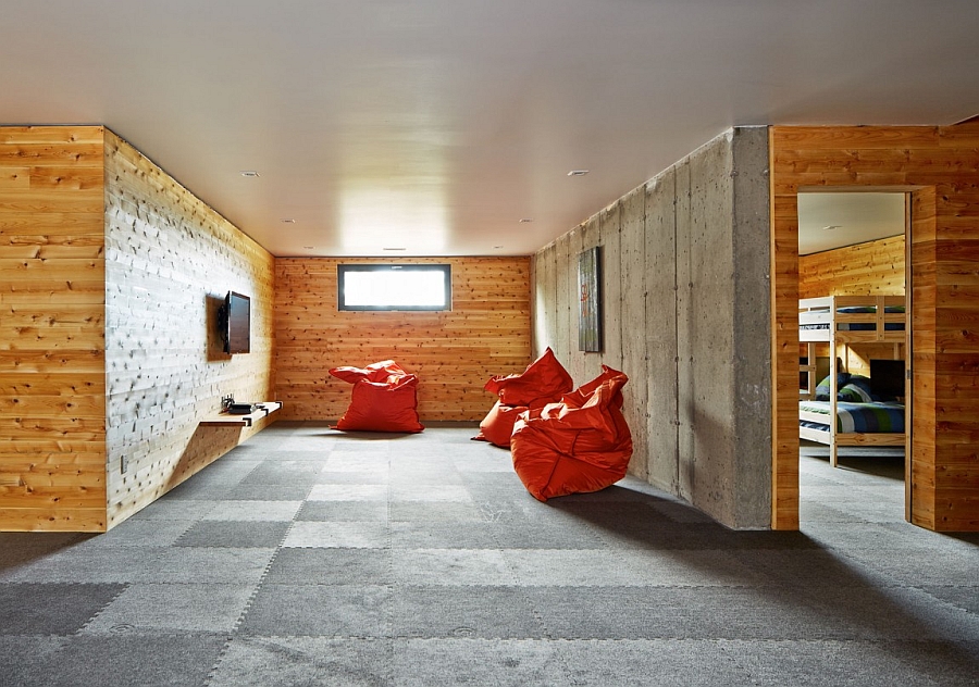 Bean bags add color to the minimal space