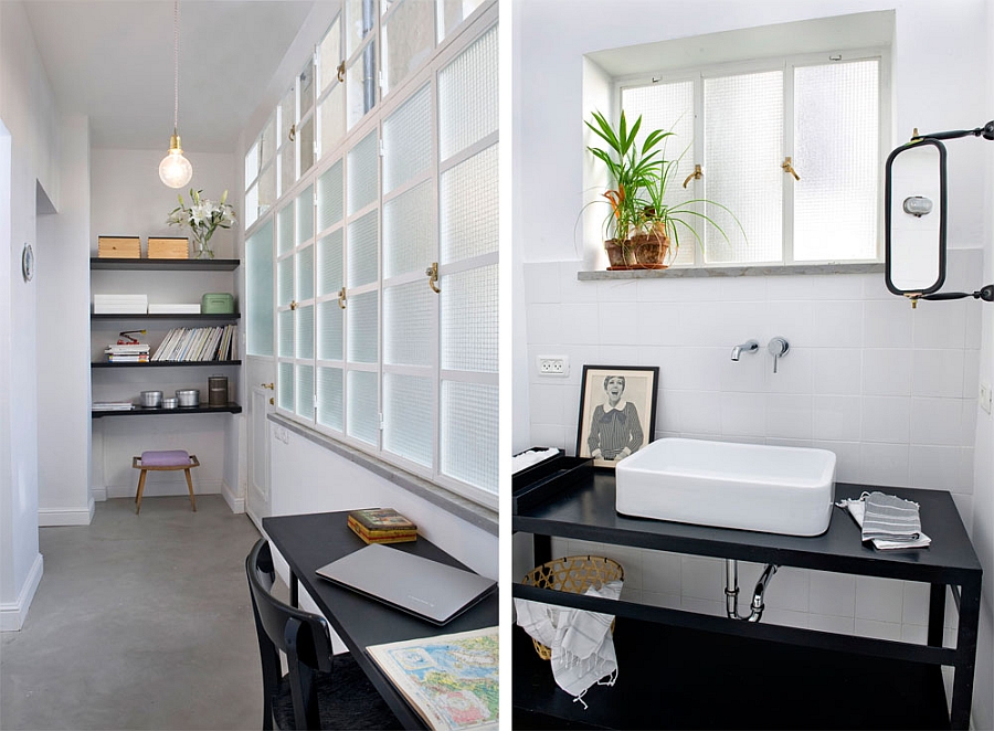 Beautiful study in the corridor and the contemporary bath