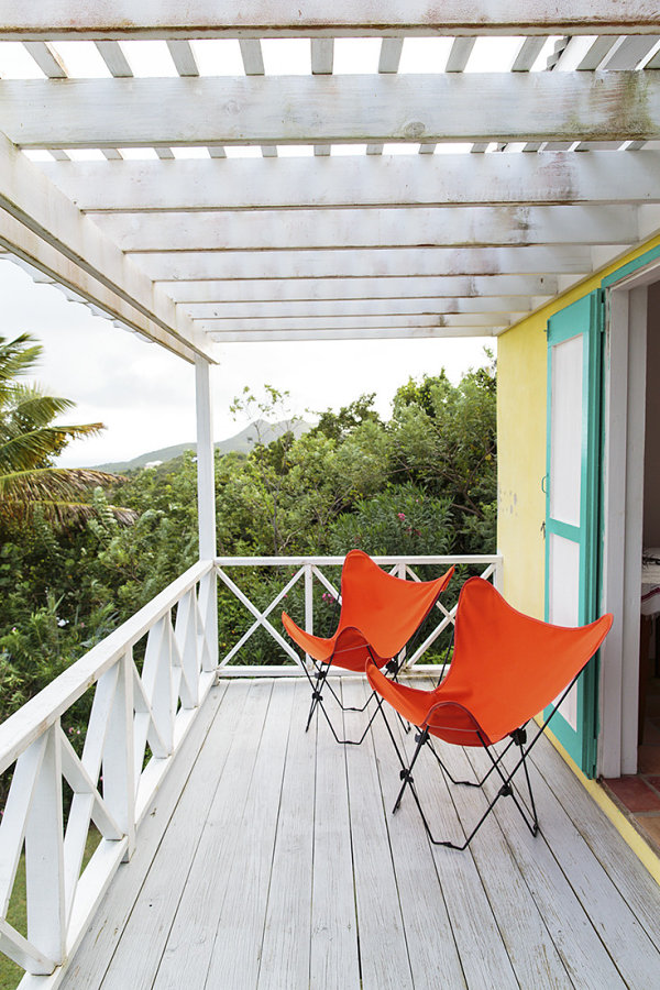 Butterfly chairs on a relaxing deck