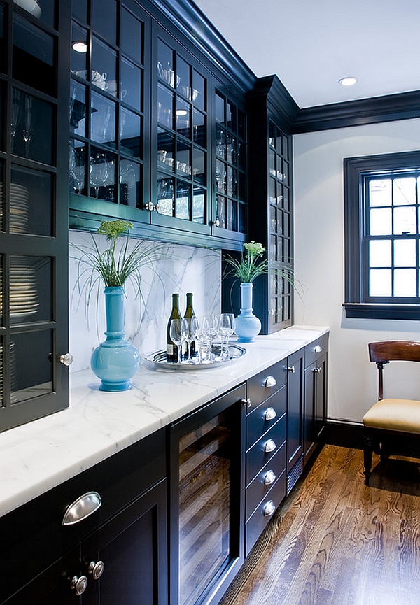 Cabinets help create a bold focal point in the room