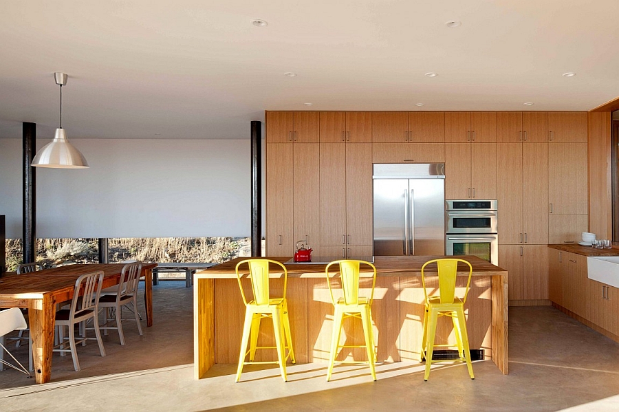 Closed wooden cabinets in the modern kitchen