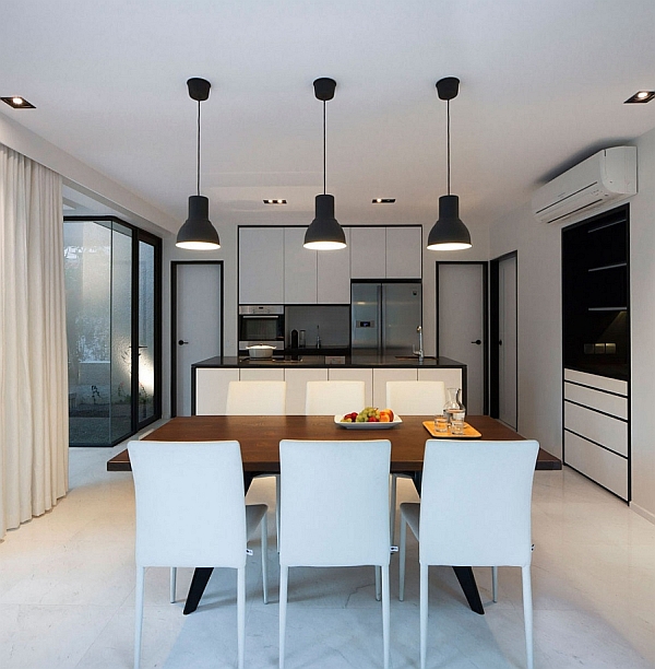 Contemporary kitchen and dining in Singapore home