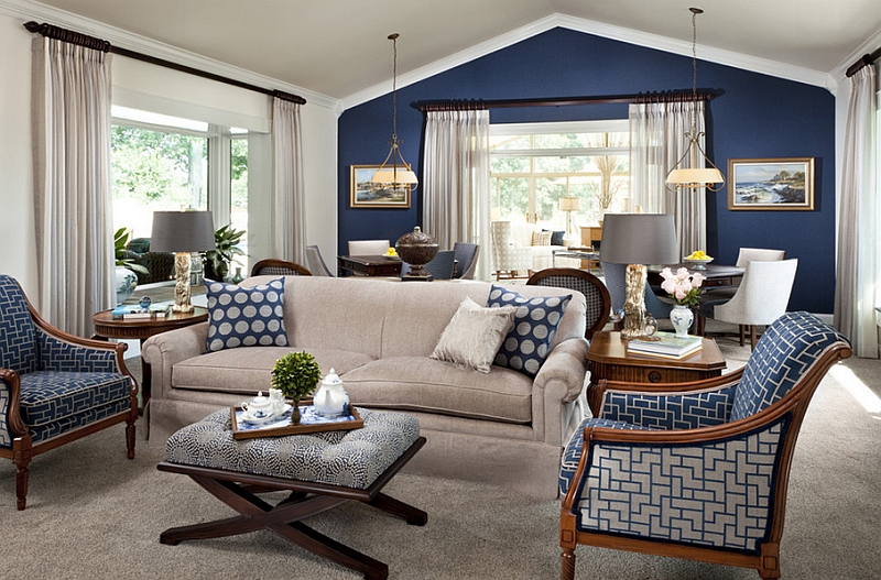 blue accent living room