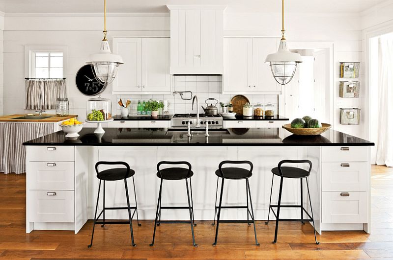 Farmhouse style kitchen in black and white